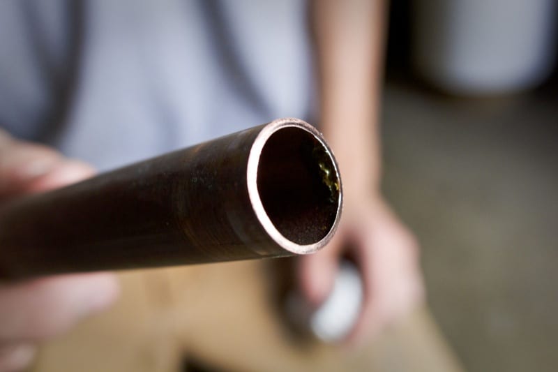 Cut copper pipe