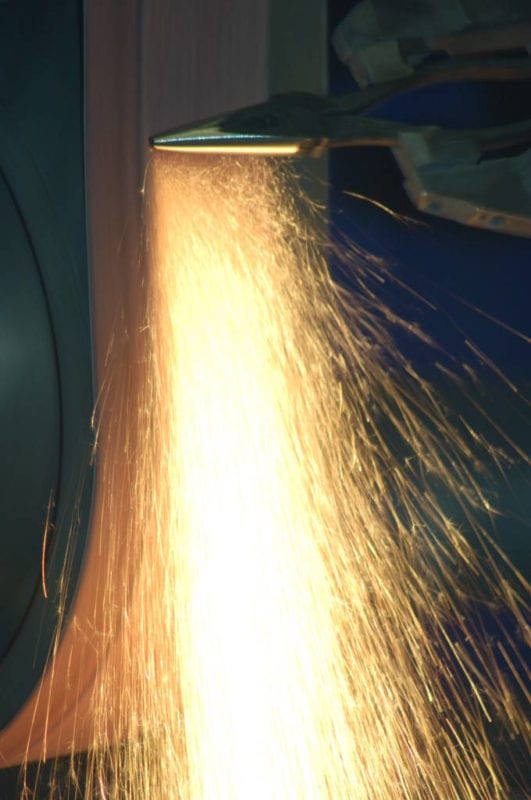 A tool goes through the polishing process. 
