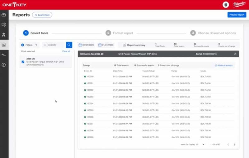 torque tool reports