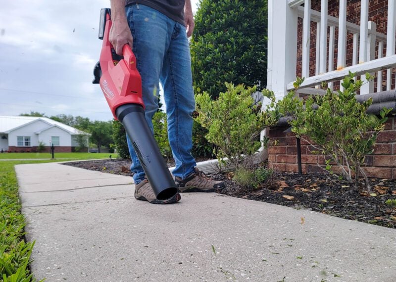 Milwaukee M18 Brushless Blower in action