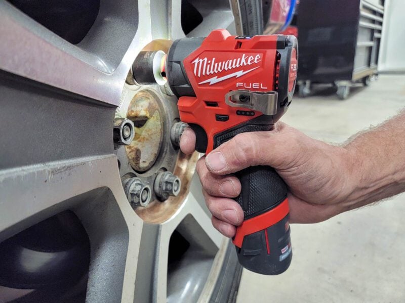 Milwaukee M12 Fuel Subcompact Impact Wrench In Use
